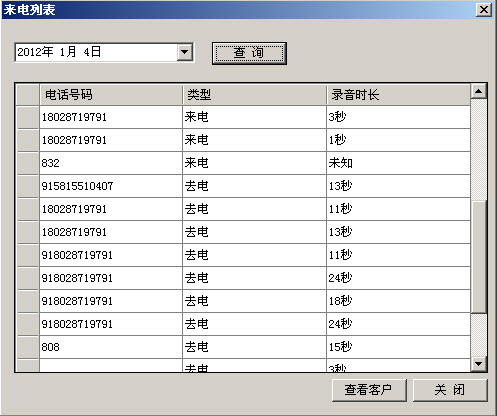 来电列表